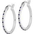 thumbnail image 2 of Ss/Gold Plated Sterling Silver Platinum-Plated Diamond Mystique Dia/Sapphire Hoop Earrings (26 X 25) Made In United States qe14397, 2 of 5