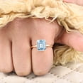 thumbnail image 4 of CHIRAGEMSJEWEL 8X6MM / 1.5 Ct Aquamarine Promise Ring ,March Birthstone Bezel Setting Solitaire Ring Christmas Gift for Love, 4 of 8