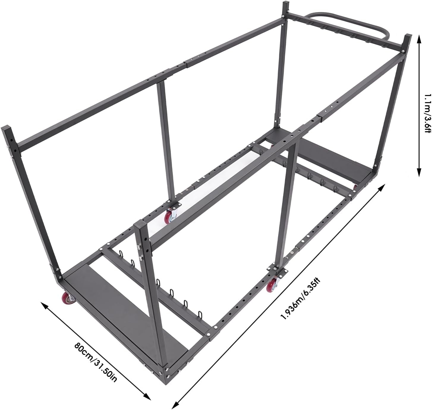 Folding Table Cart, Folding Table Dolly for Different Size of 12Pcs Folding Table or 8Pcs Round Table, Table Cart with 6PCS Caster, Heavy Duty Table Dolly for Party Events, Hotel, Factory, Warehouse