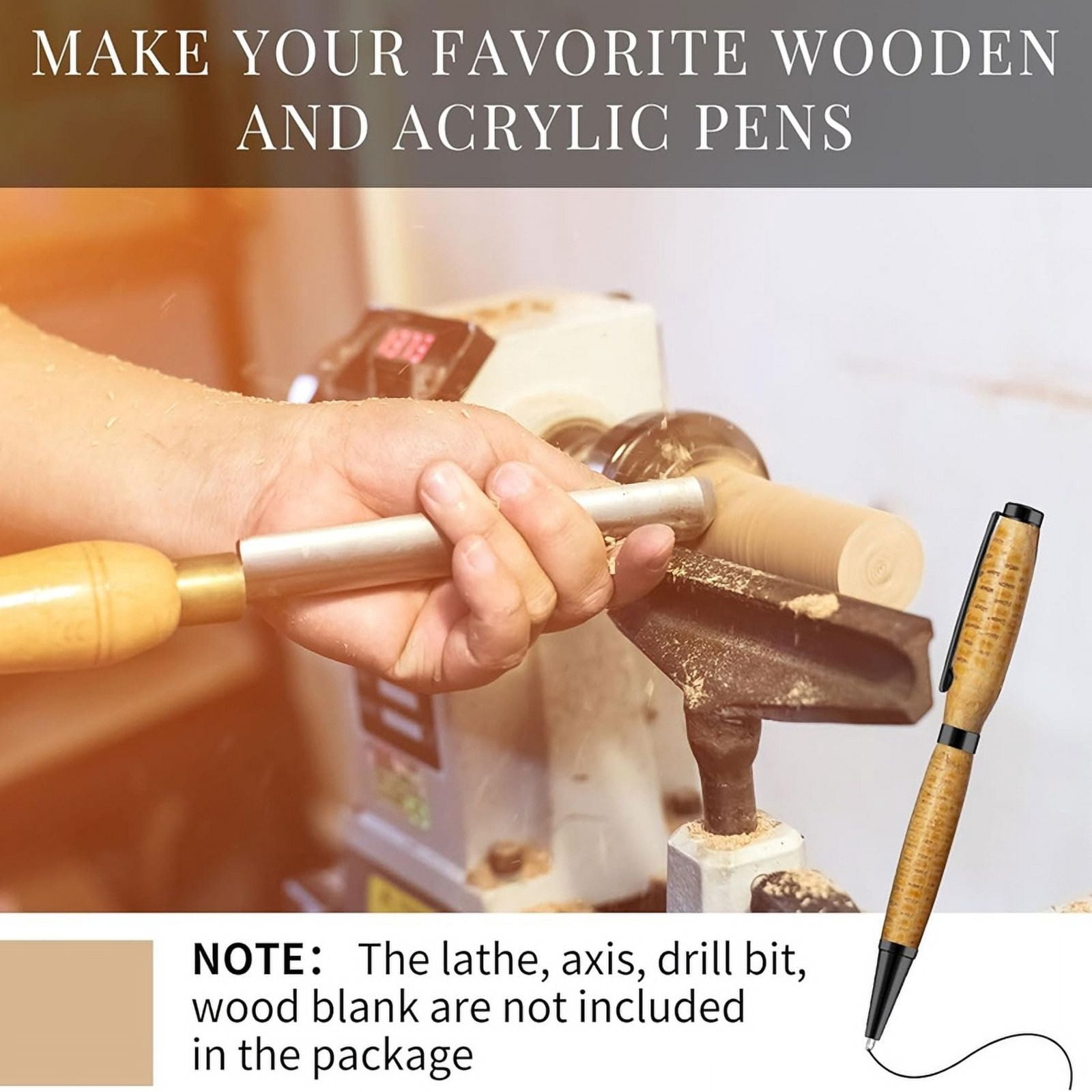 20pcs 7mm Slim Pen Set with Refills Wood Rotary Pen Kit Lathe Turning Supplies for DIY Copper Friends Teacher Student B