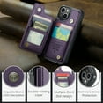 thumbnail image 6 of Fun-Casery for iPhone 14 Case with Card Holder, RFID Blocking Wallet Case Durable PU Leather Kickstand Slim Heavy Duty Shockproof Protective Case for iPhone 14,Purple, 6 of 9
