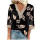 thumbnail image 2 of ICHUANYI Clearance Fashion Women's Summer V-Neck 3/4 Sleeve Print Casual T-shirt Blouse(Black, XXL) ICHUANYI WER2023080814818, 2 of 5