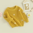 thumbnail image 2 of Okbabeha Baby Girl Floral Sweater Toddler Sweaters Long Sleeve Knit Sweater Crewneck Sweatshirt Newborn Infant Fall, 2 of 7