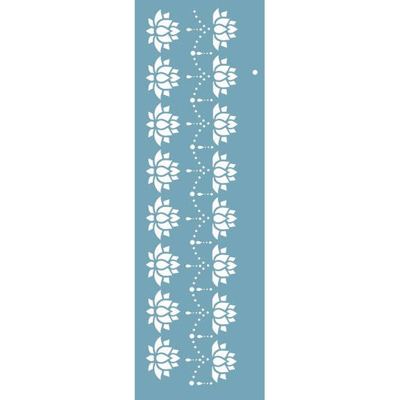 FineArt Lotus Border Stencils for Mixed Media, Wall Painting, Art and Craft, Home Decor, DIY Craft, Card Making and Fabric Painting, Size 3x12 Inch