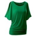 thumbnail image 2 of Doublju Womens Short Sleeve Dolman Drape Loose Fit Tunic Top(Plus Size Available), 2 of 4
