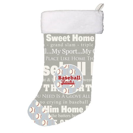 Caroline's Treasures Baseball Rocks Multi-color Christmas Stocking, with Soft Suede Fabric 18"