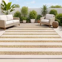 JONATHAN Y SANTA MONICA 5 x 8 Area Rug, Aveiro Wide Stripe - Beige/Brown, SMB112A-5