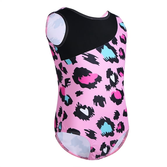 YONGHS Kids Girls One-Piece Leopard Printed Leotard Ballet Dance Gymnastics Bodysuit