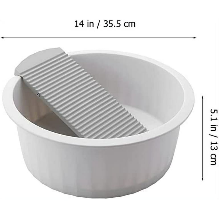 Laundry Wash Basin with Washboard: Washing Clothes Bucket Hand Wash Board  Plastic Basin for Laundry Japanese Laundry Tub for Diaper T Shirt  Underwear-Grey 