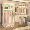 thumbnail image 2 of 20'' - 96'' Closet System Wall Mounted, iSunirm Clothes Organizer System with 2 Wooden Drawers and 4 Hanging Rods, Wardrobe Closet System for Bedroom/Closet, 96"L x 16"W x 58"H, Gray, 2 of 8