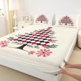 thumbnail image 3 of Manfei Cartoon Xmas Tree Bed Sheets,Modern Geometric Rhombus King Sheets,Red Black Beige Sheet Set For Girls Teens,Ultra Soft Home Decor,4 Pieces, 3 of 7