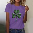 thumbnail image 2 of Puntoco Plus Size Tops St. Patrick Day Shirt Women: Green Shamrock Tee Clover Vintage Tee Top Four Leaf Retro T Shirts Purple M(M), 2 of 4