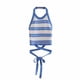 thumbnail image 3 of VISgogo Chaleco sin espalda sexy para mujer, blusas cortas sin mangas con cuello halter y patrón de rayas, azul / verde VISgogo moda, 3 of 10