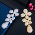 thumbnail image 6 of Fashion White Gold CZ 925 Silver Long Leaf Drop Earring for Women Brides Wedding, 6 of 8