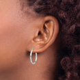 thumbnail image 3 of 925 Sterling Silver Rhodium Plated Women's 2.5mm Twisted Tube Hoop Earrings | 25mm, 3 of 4