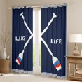 thumbnail image 2 of jejeloiu Lake House Black Out Curtains,White Cartoon Paddle Curtains Pack of 2 (42x63 Each) For Boys Girls, 2 of 6