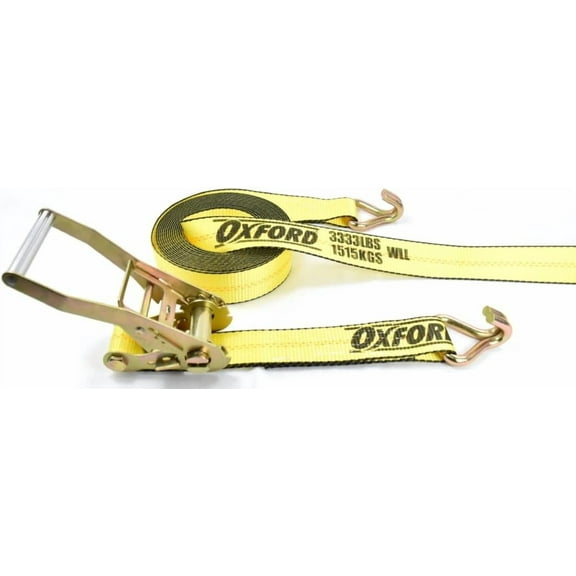 Oxford Ratchet Straps, 2 Inch x 27 Foot Ratchet Straps, 2 Inch Ratchet Straps, Yellow Ratchet Straps, Tie Down Straps with Double J Hooks, Wire Hook Ratchet Strap