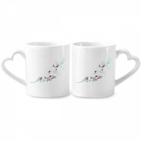 

Fire Balloon Hat Camera Watercolor Painting Couple Porcelain Mug Set Cerac Lover Cup Heart Handle