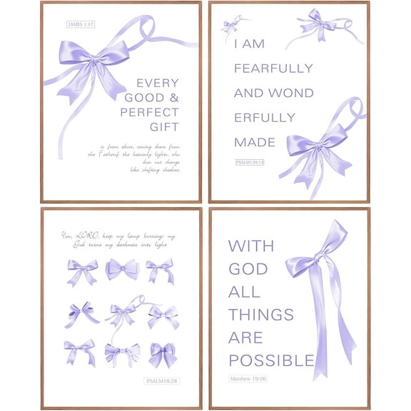Coquette wall decor teen girl room purple bow wall art decor posterspirational Bible Verses Bow Wall Deco (unframed)