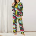thumbnail image 3 of Disketp Pajamas Set Long Sleeve Sleepwear Womens Button Down Nightwear Pj Sets-Green Mushroom, 3 of 9