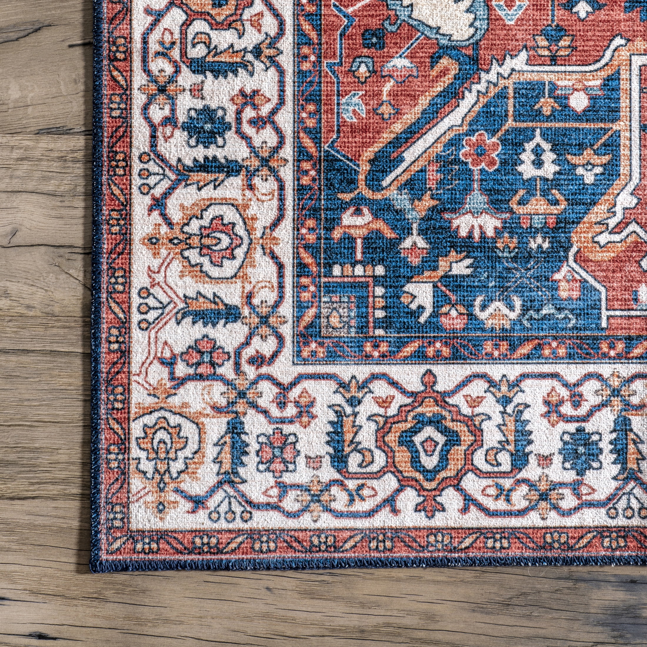 nuLOOM Brielle SpinClean Machine Washable Vintage Medallion Area Rug, 4' x 6', Brielle Rust