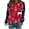 thumbnail image 2 of Lopecy-Sta Women's Christmas Snowflake Print Long Sleeve T-Shirt, Loose Crew Neck Casual Holiday Top Multicolor 2XL, 2 of 4