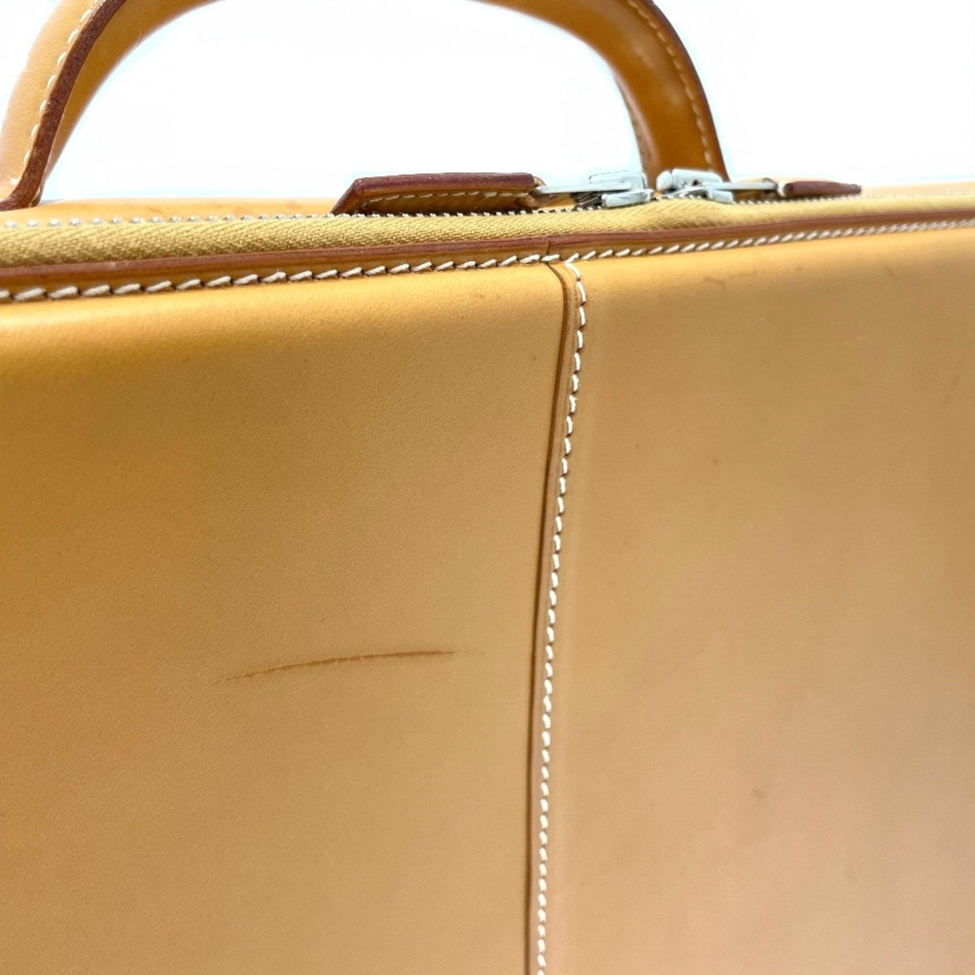Pre-Owned HERMES Air Light MM Briefcase Handbag Leather Men's Natural Beige (Fair)