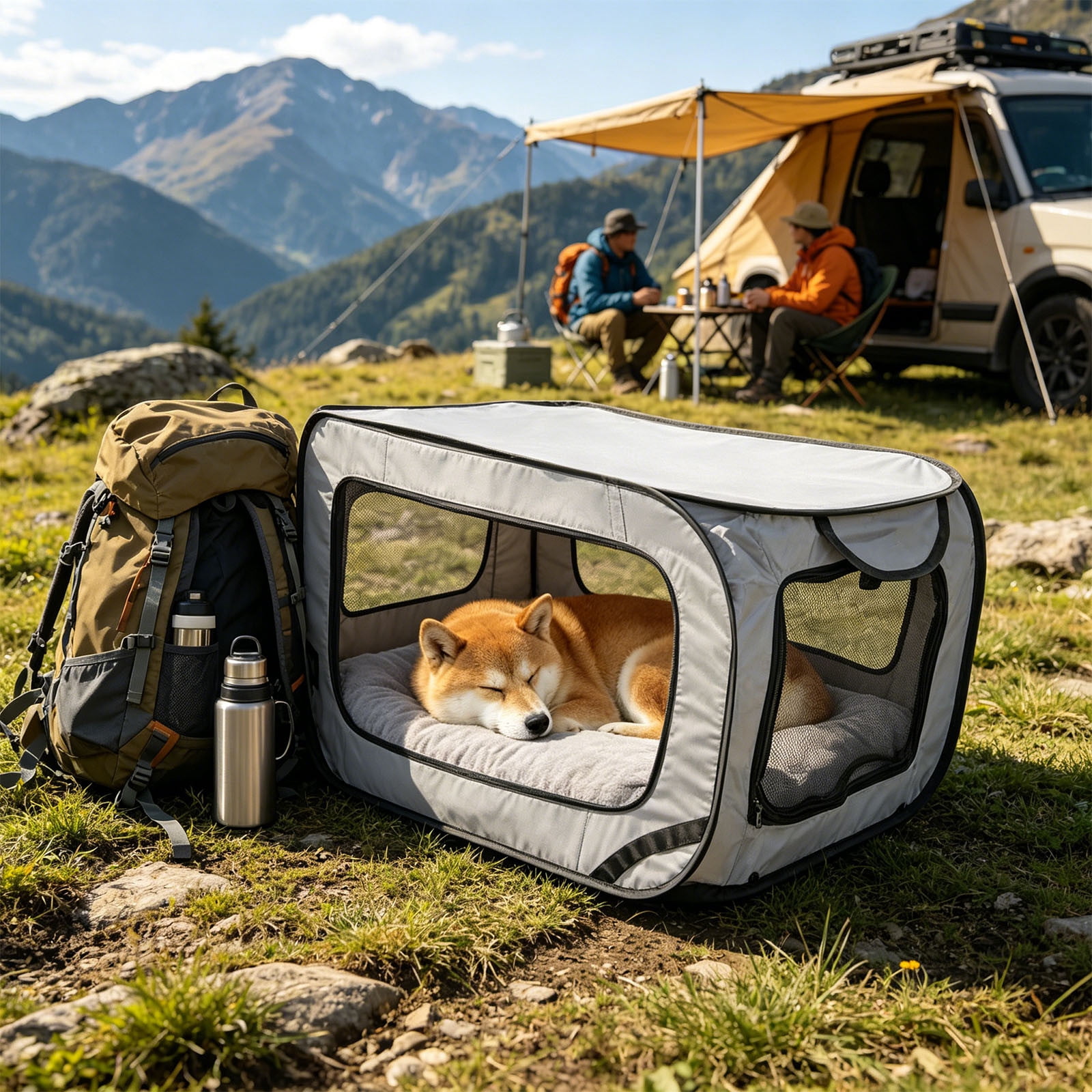Pop‑Up Foldable Pet Playpen, 20x36x20in Portable Collapsible Dog Crate Cat Cage, Outdoor & Car‑Use Soft‑Sided Kennel For Small‑Medium Pets