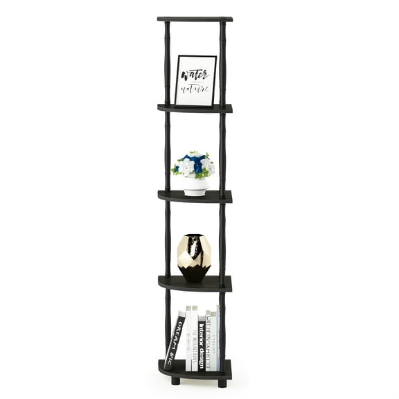 Furinno 11.6"W x 11.6"D x 57.7"H 5-Shelf Decorative Shelves, Black