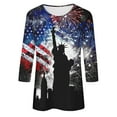 thumbnail image 4 of TrendVibe365 4th of July Shirts for Women 3/4 Sleeve America Flag Statue of Liberty Fireworks 4th of July Tshirt Summer Trendy Clothes 3/4 Sleeve USA Proud Tunic Tops Crew Neck Soft Patriotic Tees, 4 of 5