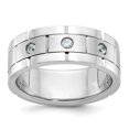 thumbnail image 1 of Diamond2Deal 14K White Gold Men's 3-Stone 1/6 cttw Lab Grown Diamond Ring Size 10, 1 of 6