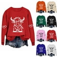 thumbnail image 4 of Women Cow Sweatshirt Funny Cute Graphic Long Sleeve Fleece Pullover Top Western Cowgirl Casual Shirts Fall Outfits, 4 of 4