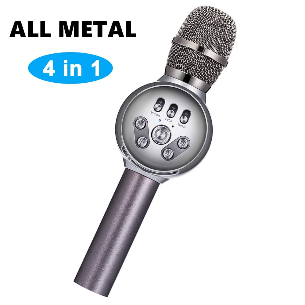 3 in 1 Karaoke Mic & Speaker Blackcherry M1 Handheld Wireless 2000mAh Microphone & Player Captible for iPhone Android APPs for Home Party Outdoor Streaming Podcasting Recording Blue