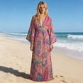 thumbnail image 2 of Puliio Womens Kimono Robes Elegant Floral Print Long Sleeve Nightgown Bathrobe Ladies Soft Comfortable Sleepwear Housecoats,Size XS, 2 of 5
