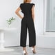 thumbnail image 5 of Mono con cuello en V, pantalones para mujer, mamelucos casuales sin mangas con cintura, pierna recta plisada, 5 of 7