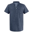 thumbnail image 4 of Inglocry Distressed Henley Shirts for Men Acid Washed Oversized T Shirts Short Sleeve Summer Tops Stylish Vintage Plain Tees Navy 4XL, 4 of 5