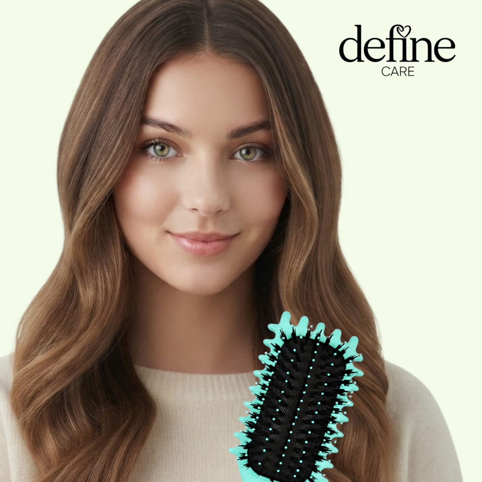Define Care Curly Hair Brush for Women, Mint Green, Detangling