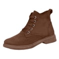 thumbnail image 3 of QSAWXQZ Women's Lace up Ankle Boots Round Toe Low Heel Rugged Boots 6.5, 3 of 7