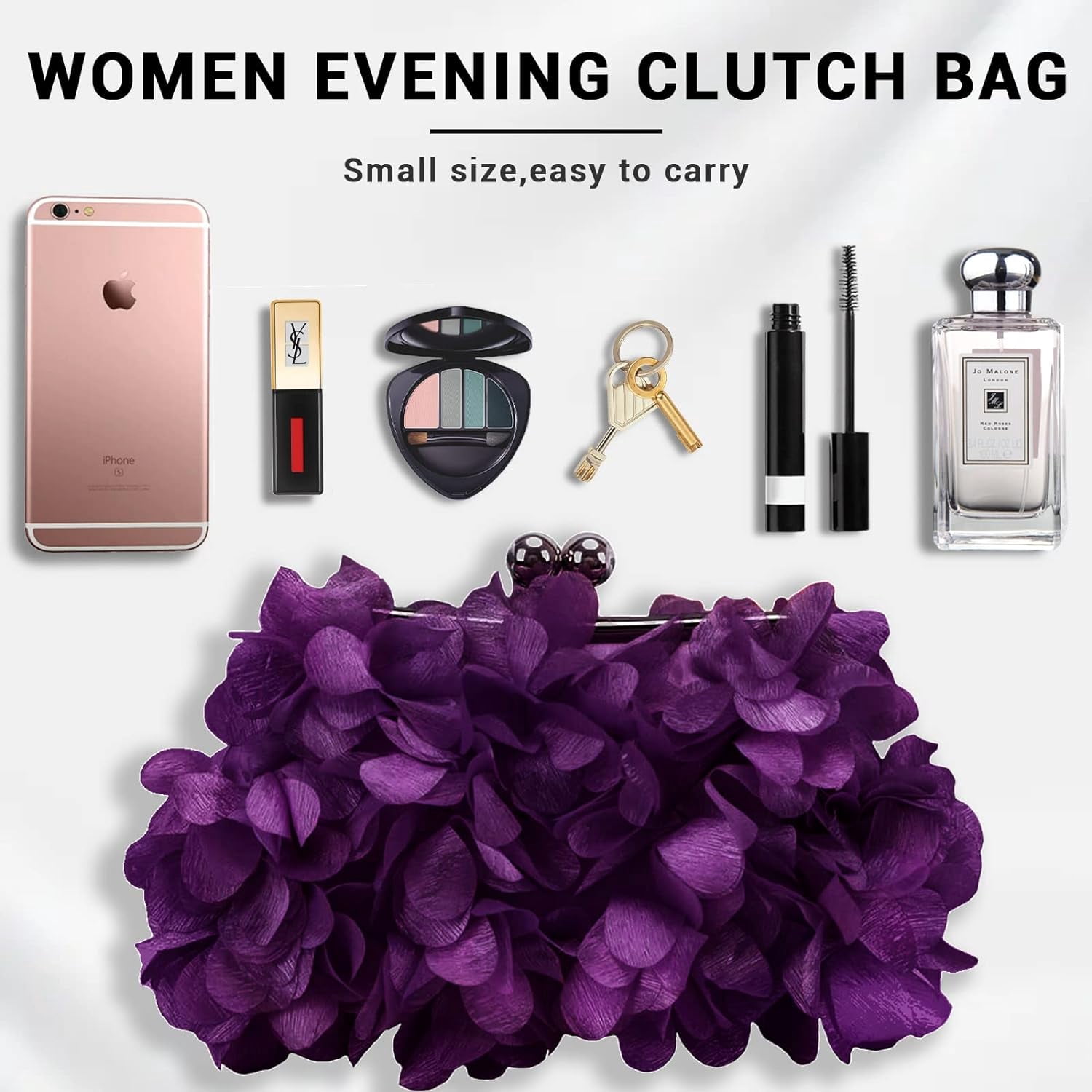 Women Clutch Evening Bag Small Floral Purses with Chain for Wedding, Party, Prom