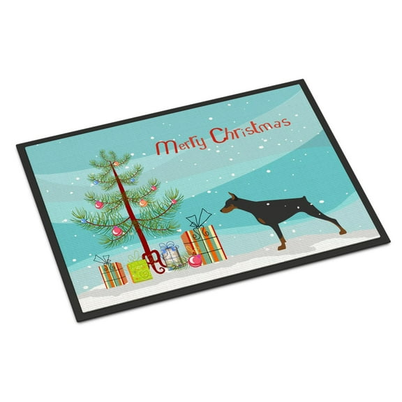 Carolines Treasures BB2978MAT Doberman Pinscher Merry Christmas Tree Door Mat Indoor Rug or Outdoor Welcome Mat 18x27