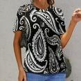 thumbnail image 6 of Black White Paisley Pattern Seamless Design T Shirts Basic T-Shirt Short Sleeve Ladies Tee Shirt Summer Graphic Clothing, 6 of 6