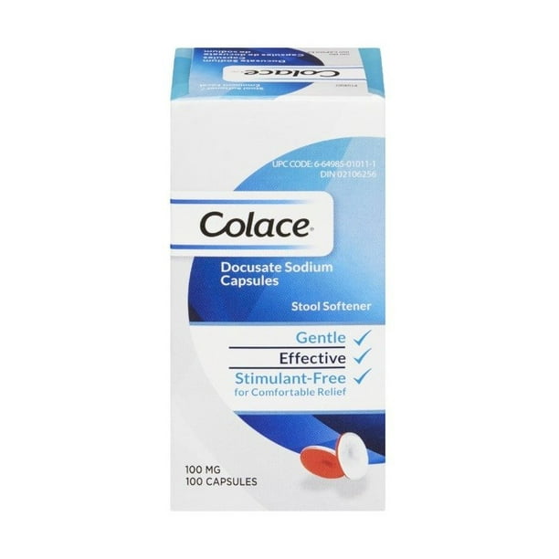 Colace Docusate Sodium Stool Softener Softgels, 100 mg, 100 Count