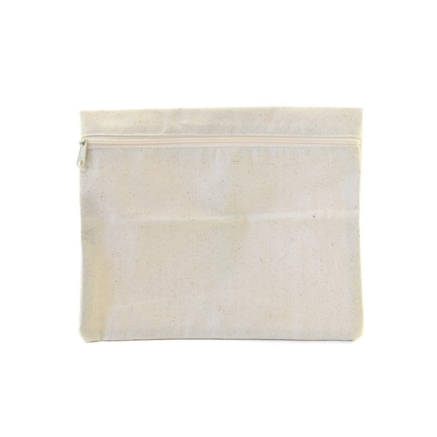 Natural Canvas Zipper Pouches 10 in. x 12 in., each (pack of 6