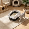 thumbnail image 5 of Open Top High Side Cat Litter Box, Semi-Enclosed Removable Pet Litter Tray, High-Sided Design Prevents Urine Leakage, Non-Stick, Easy to Clean, Indoor Cats Litter Pan, 5 of 6