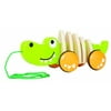 Hape - Wooden Walk-A-Long Croc Pull Toy with Rubber-Rimmed Wheels