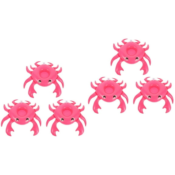 Raindrops 6 Pcs  Pool Drink Holder Inflatable Pool Cup Holder Cartoon Crab-shape Drink Holder