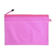 Unique Bargains A4 Two Compartments Zipper Closure Fuchsia PVC File Folder Bags