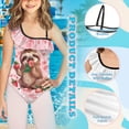 thumbnail image 6 of Uorisanigo Kids One Piece Bathing Suits for Girls Size 9-10 Ruffle Shoulder Athletic Practice Suit with Adjustable Strap Quick Dry Outdoor Swimming Swimwear, Koala Strawberry, 6 of 7