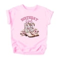 thumbnail image 4 of Birthday Girl Shirt for Toddlers & Kids Pink Western Cowgirl Floral Boots Party Tee Pink Shirt Youth Large, 4 of 8