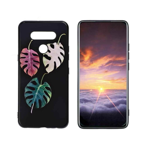 Colorful-Monstera-Leaves Phone Case, Degined for LG Q51 Case Men Women, Flexible Silicone Shockproof Case for LG Q51